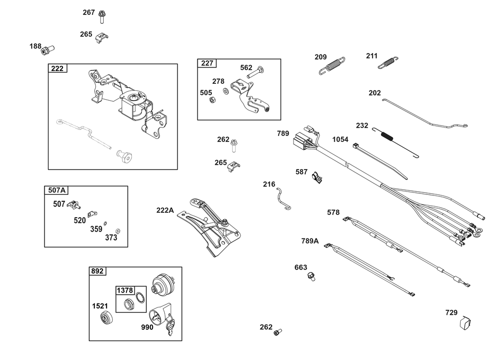 Controls Group Diagram and Parts List for 386447-0240-B5 200000 - 399999 Briggs and Stratton Engine